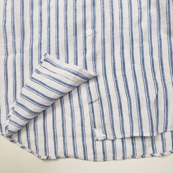 Untuckit Women Button-Up Linen Shirt Wehlen Blue White Stripe NWT/NWOT Pick Size - Picture 8 of 12